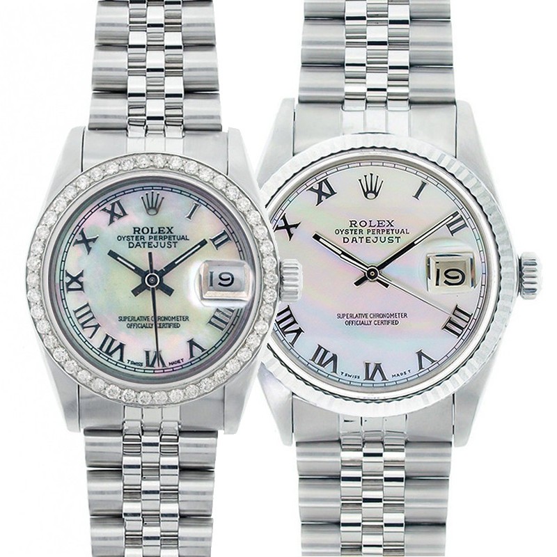 Rolex Datejust Watches His & Hers Stainless Steel Mother Of Pearl 90'S Models