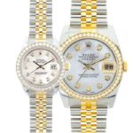 Rolex Datejust Watches His & Hers Stainless 18K Mother Of Pearl Custom Set Diamonds Mid 2000'S Models