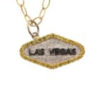 14K White Gold Las Vegas Diamond Charm / Pendant