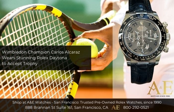 Wimbledon Champion Carlos Alcaraz Wears Stunning Rolex Daytona to Accept Trophy